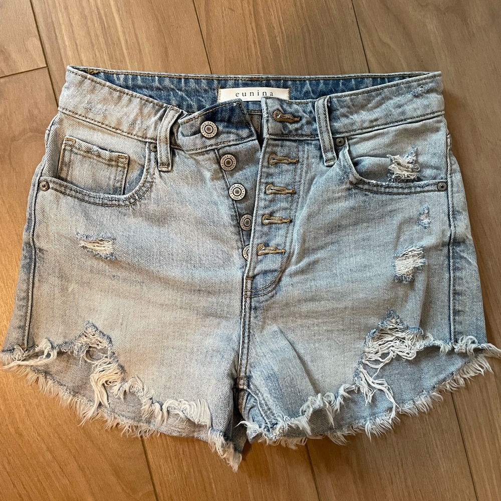High waisted distressed shorts